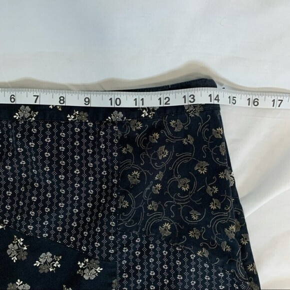 Loft boho floral patchwork knee length skirt with a fluted / ruffle hem size 6p - Picture 5 of 7
